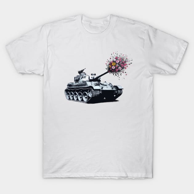 Flower Power Tank Banksy Style T-Shirt by TinusCartoons